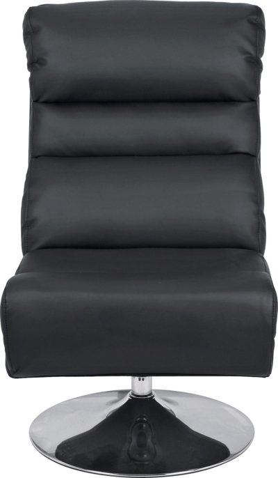 HOME - Costa - Leather Effect Swivel Chair and Footstool - Black